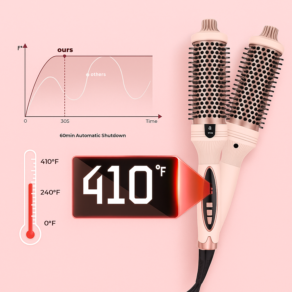 3-in-1 Pro Negative Ion Two PTC Heaters Thermal Brush